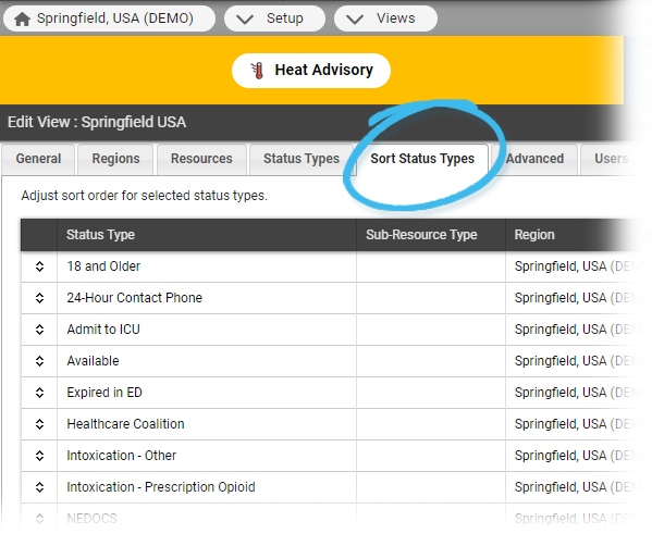 EMResource Set the Status Order for Views